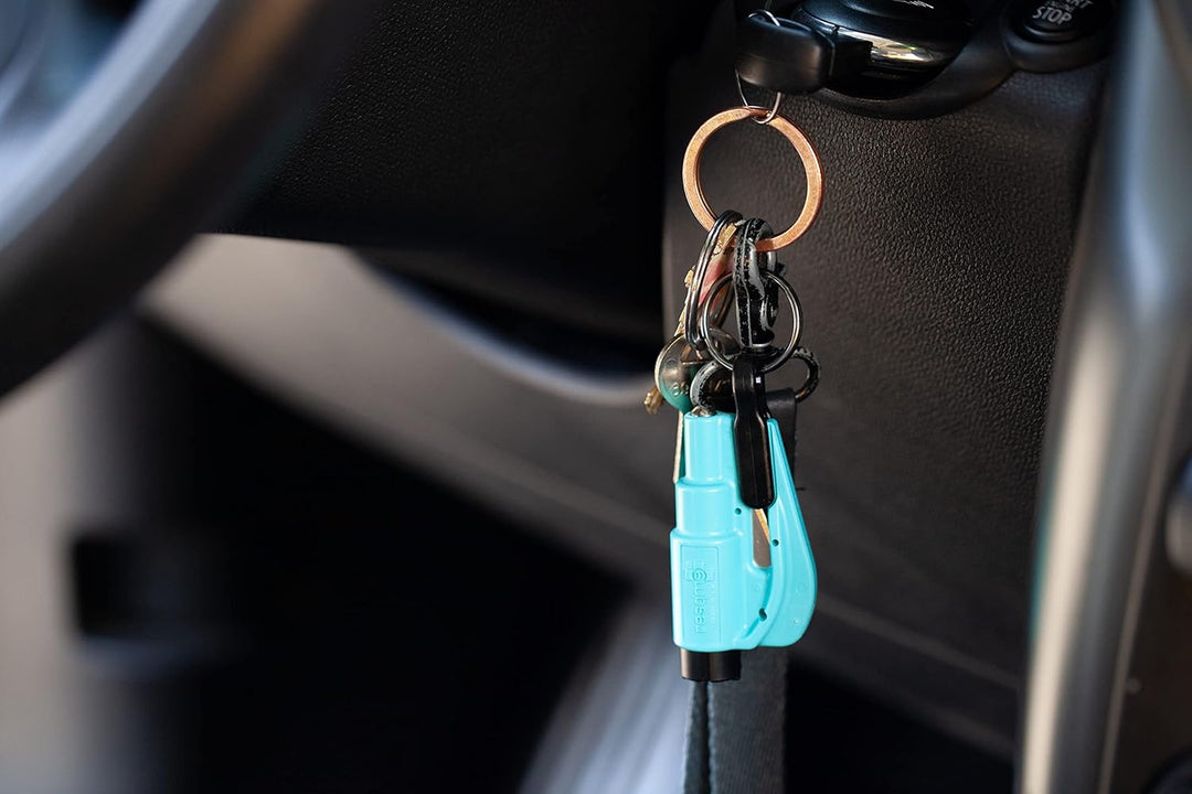 resqme Das Original Notfall-Schlüsselanhänger-Auto-Fluchtwerkzeug, 2-in-1-Sicherheitsgurtschneider u