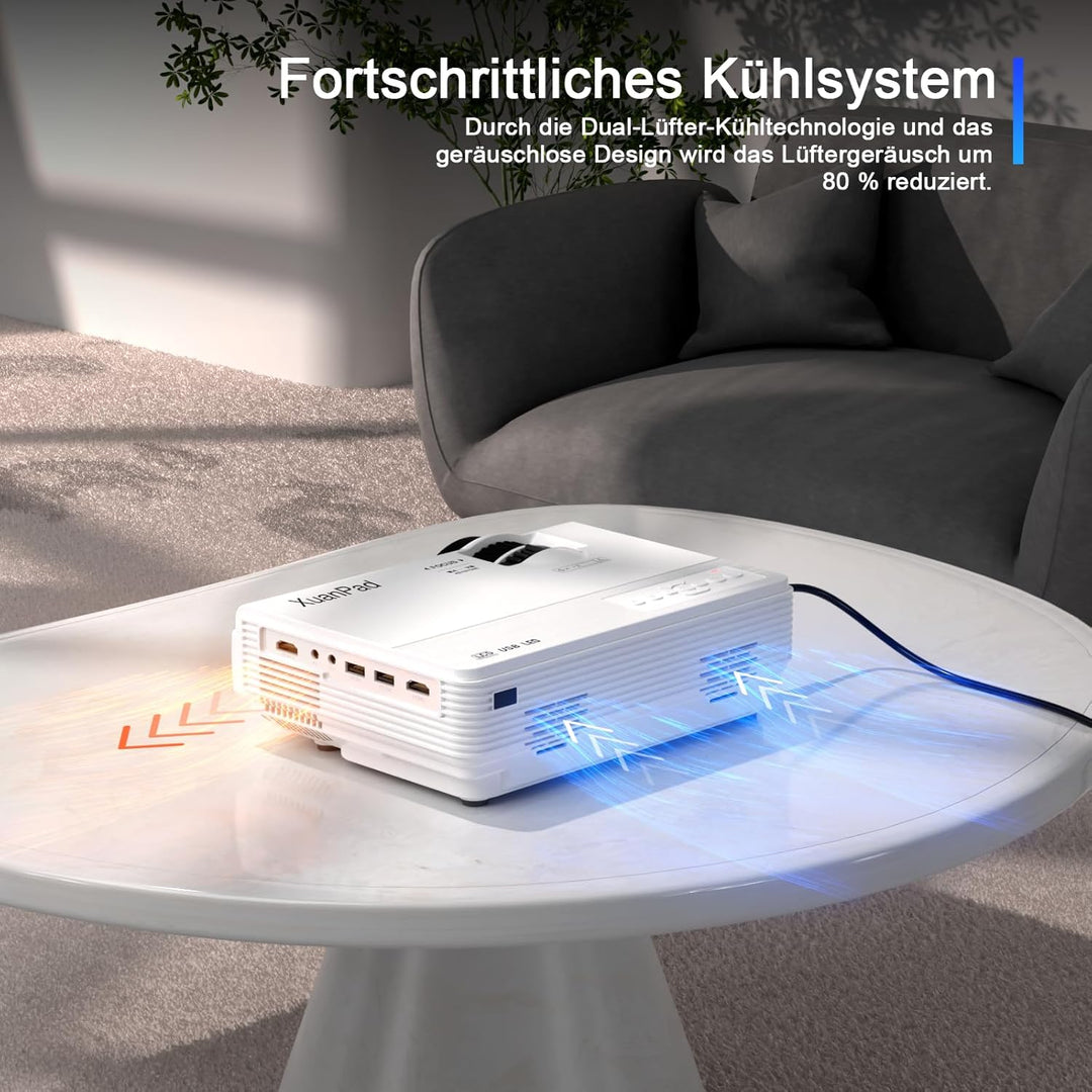 [Manual Focus] 2025 XuanPad Verbessertes WiFi Bluetooth Mini Beamer, 18000L Mini Projektor HD 1080P