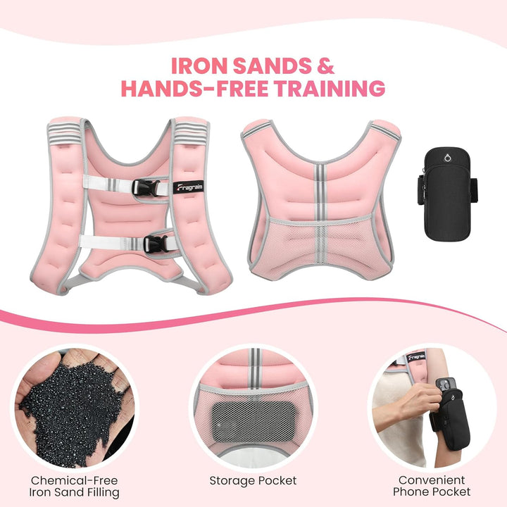 Fragraim Gewichtsweste, 6 kg/8 kg/10 kg/12 kg/16 kg Gewichtsweste für Frauen Herren mit reflektieren