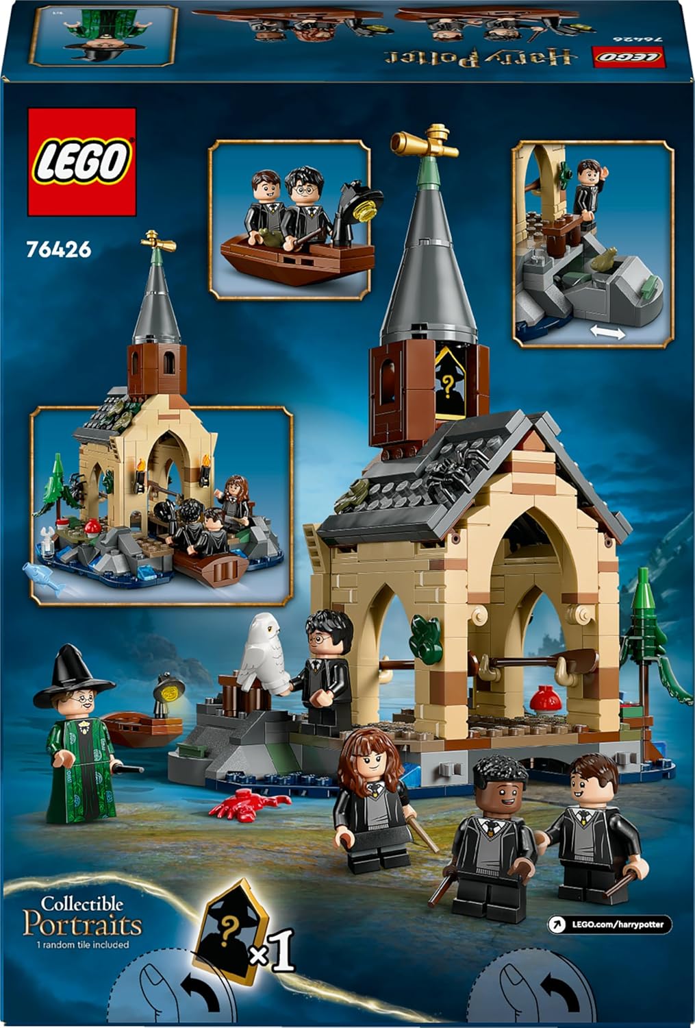 LEGO Harry Potter Bootshaus von Schloss Hogwarts Spielzeug-Modell für Kinder, beinhaltet 2 baubare B
