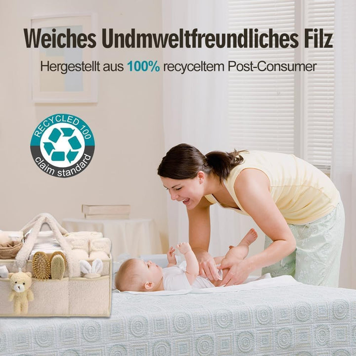 Wickeltasche Organizer Plüsch Qualitäts-Upgrade, Tragbarer Wickeltisch Organizer mit Teddy, Baby Wic