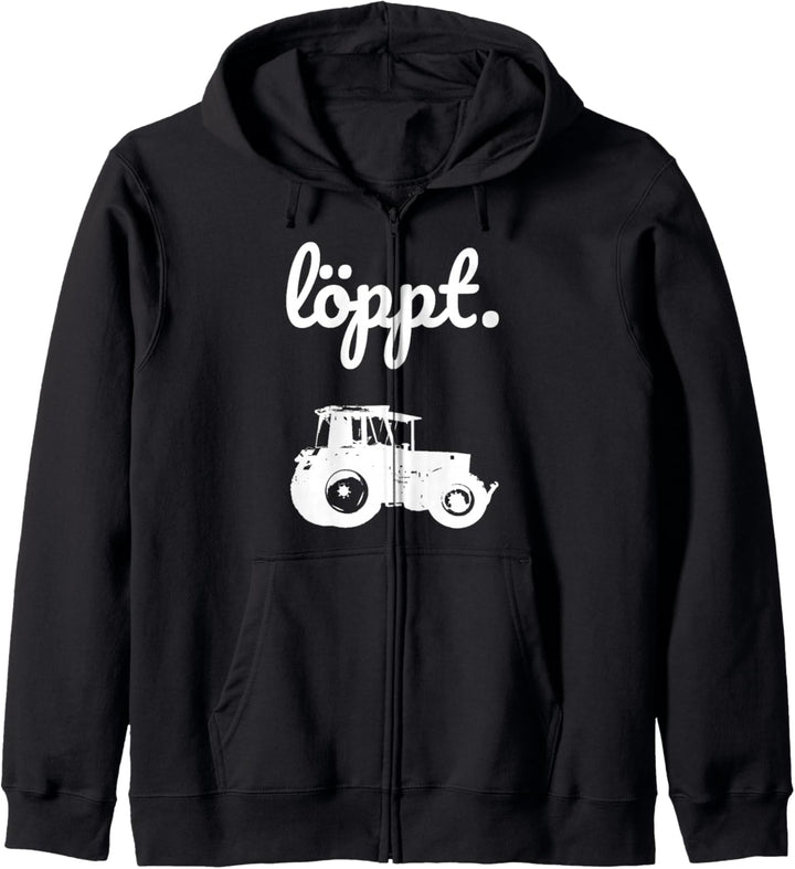 Löppt Trecker fahren Landwirt Bauer plattdeutsch Traktor Kapuzenjacke