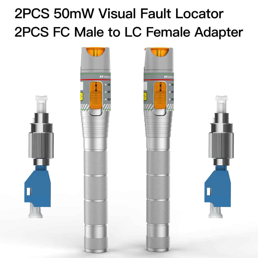 2er-Pack Visueller Fehlerlokalisierer 50 km mit FC/LC-Adapter-Kit, Singlemode 9/125 µm FC-Stecker au