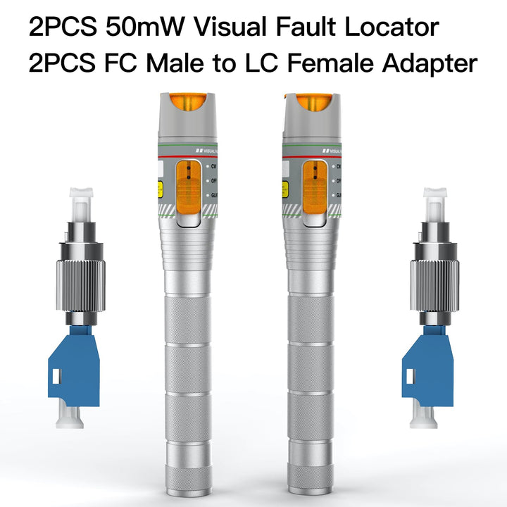 2er-Pack Visueller Fehlerlokalisierer 50 km mit FC/LC-Adapter-Kit, Singlemode 9/125 µm FC-Stecker au