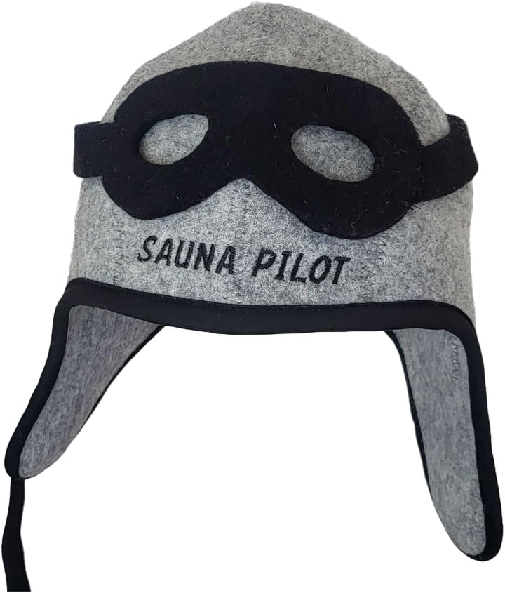 REMOwool Saunahut aus 100% Wollfilz, Pilotenhelm, Bikerhelm, bestickt, um Ihren Kopf vor Hitze zu sc