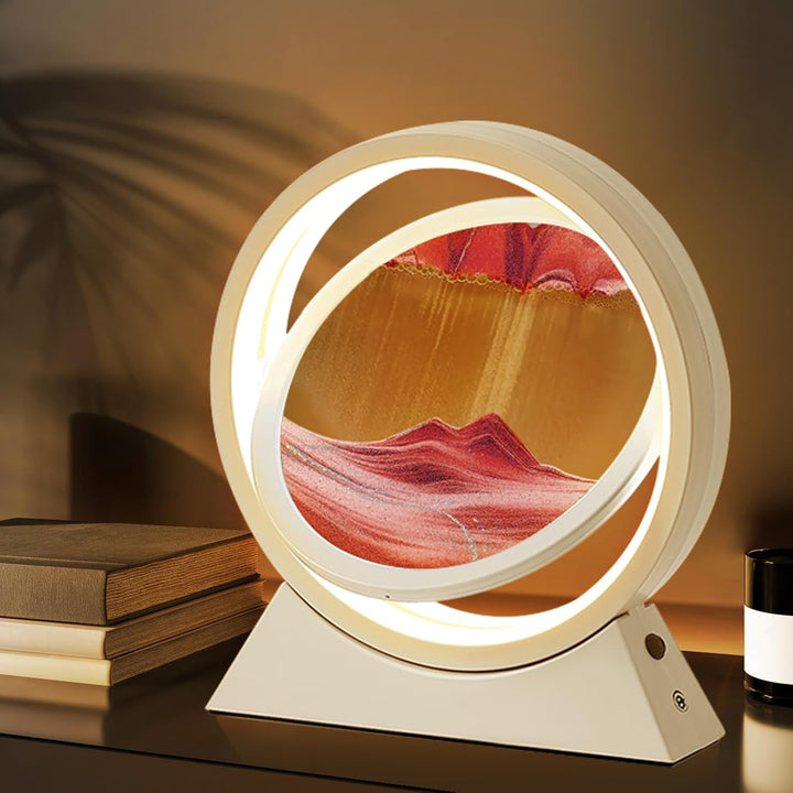 Ulikey Sandbilder Zum Drehen, 3D Dynamische Sandbild mit Led Licht, 10 Zoll Bewegende Sandkunst, Fli