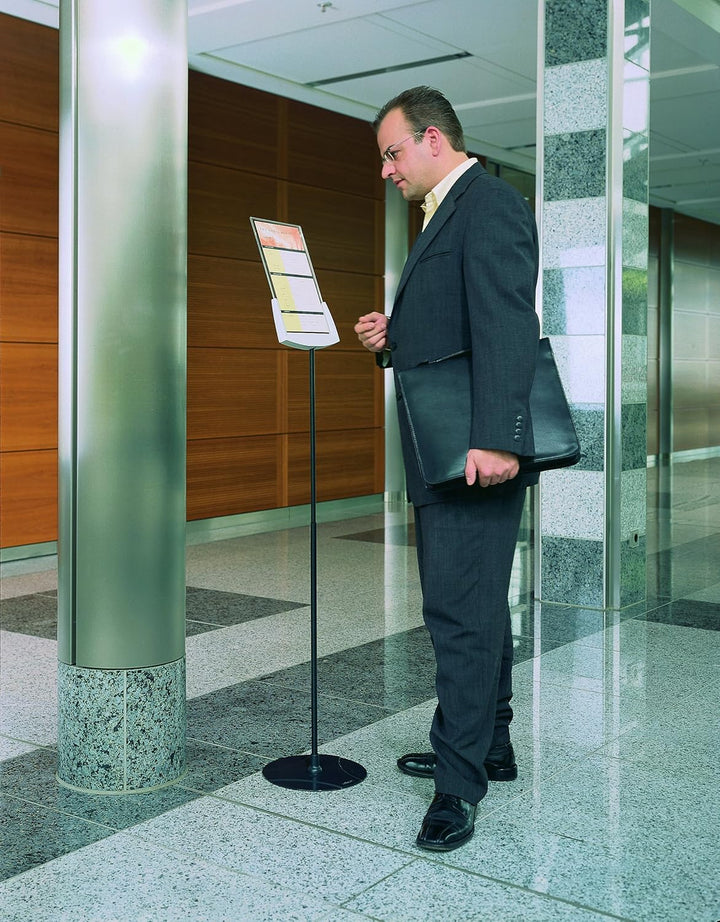 Durable Infoständer mit Acryl-Sichttafel A4, höhenverstellbar, anthrazit/grau, 558957 Bodenschild, B