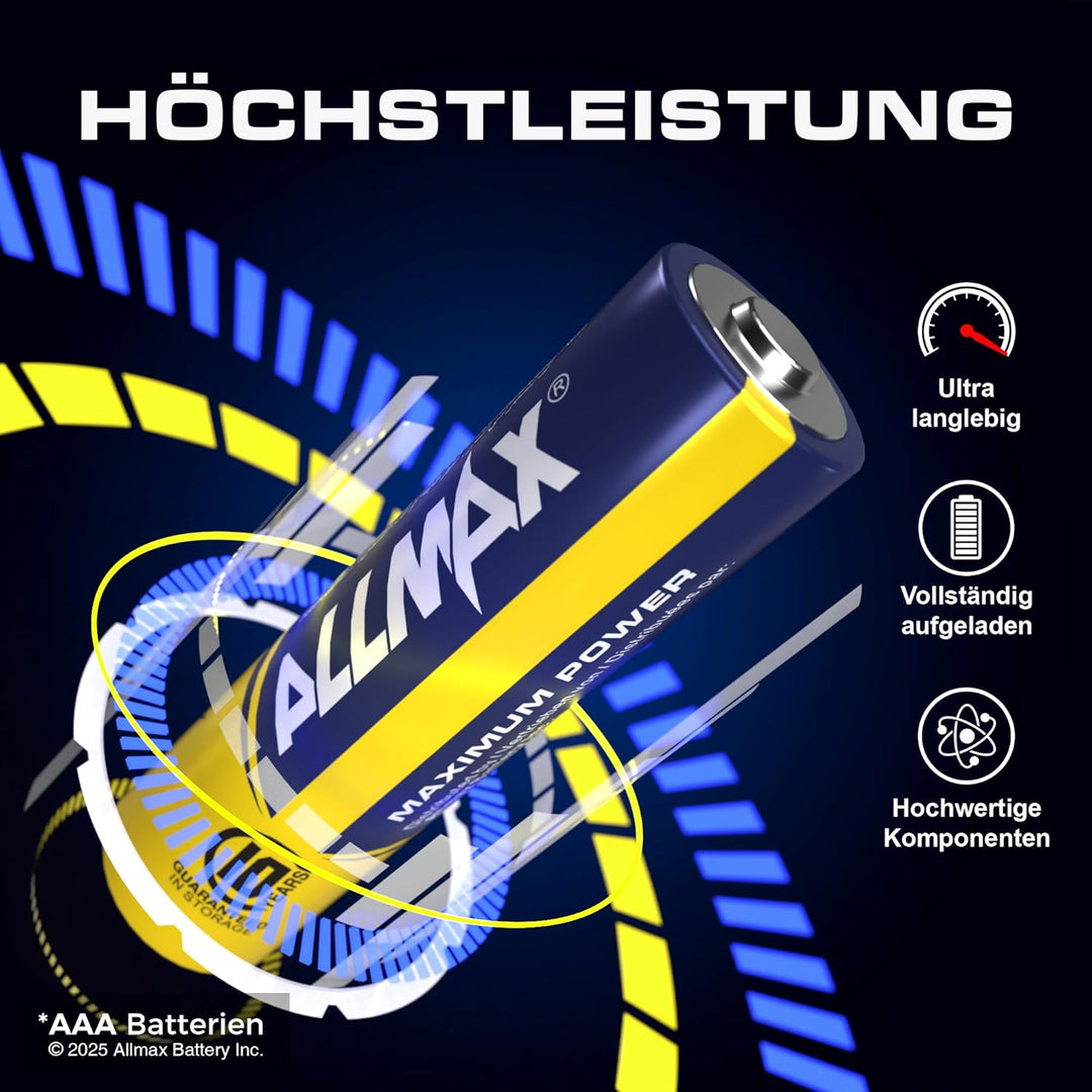 Allmax AAA Micro (LR03) Maximum Power Alkaline Batterien (600 Stück Grosspackung / 6 Kartons à 100)
