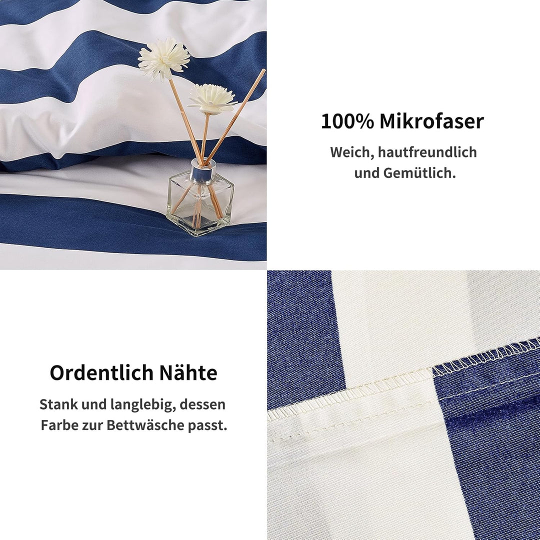 HENGWEI Blau Bettwäsche 140x200cm 2teilig Set, Extraweiches &amp; bügelfrei Bettwäsche-Set,Mikrofaser Be