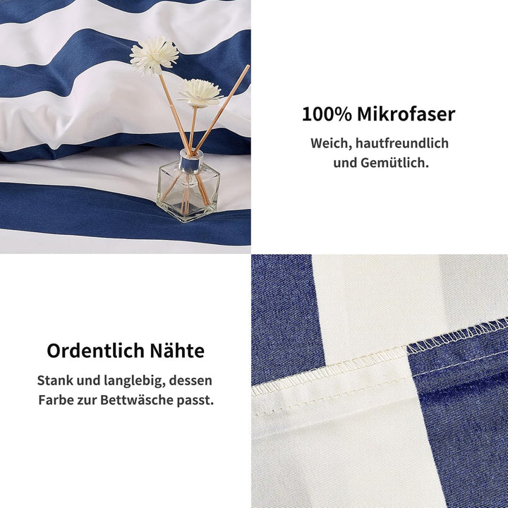 HENGWEI Blau Bettwäsche 140x200cm 2teilig Set, Extraweiches &amp; bügelfrei Bettwäsche-Set,Mikrofaser Be