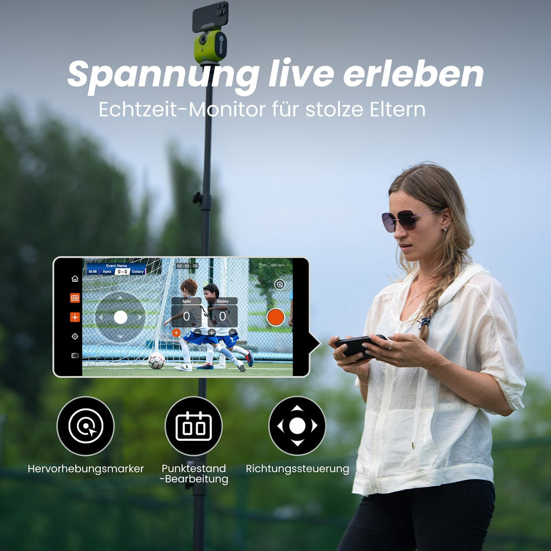 XbotGo Chameleon KI Team Sports Action Cam 4K 60FPS - Automatisch Verfolgen Fussball und Basketball,