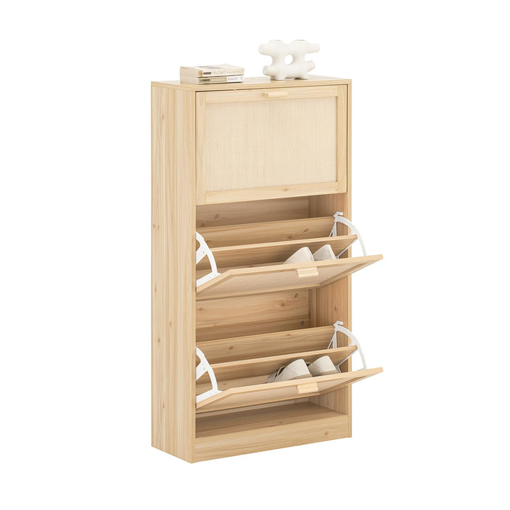 SoBuy FSR159-N Schuhkipper mit 3 Klappen Schuhschrank schmal Schuhablage Schuhregal mit 6 Ablagefläc