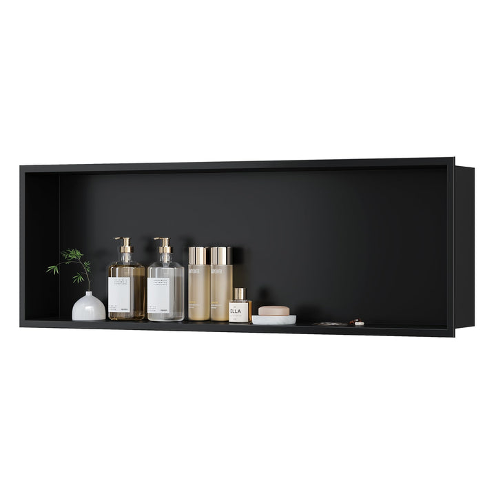 Neodrain Wandnische Dusche 90 x 30cm 304 Edelstahl Duschnische Schwarz Einbaunische Lagerung für Bad