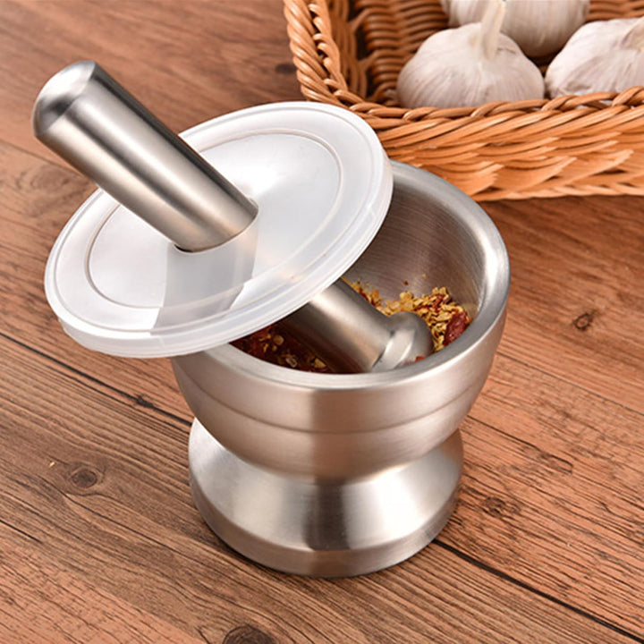 Bekith Mörser und Stössel Sets 18/8 Gebürsteter Edelstahl Gewürzmühle Pille Crusher Molcajete Kräute
