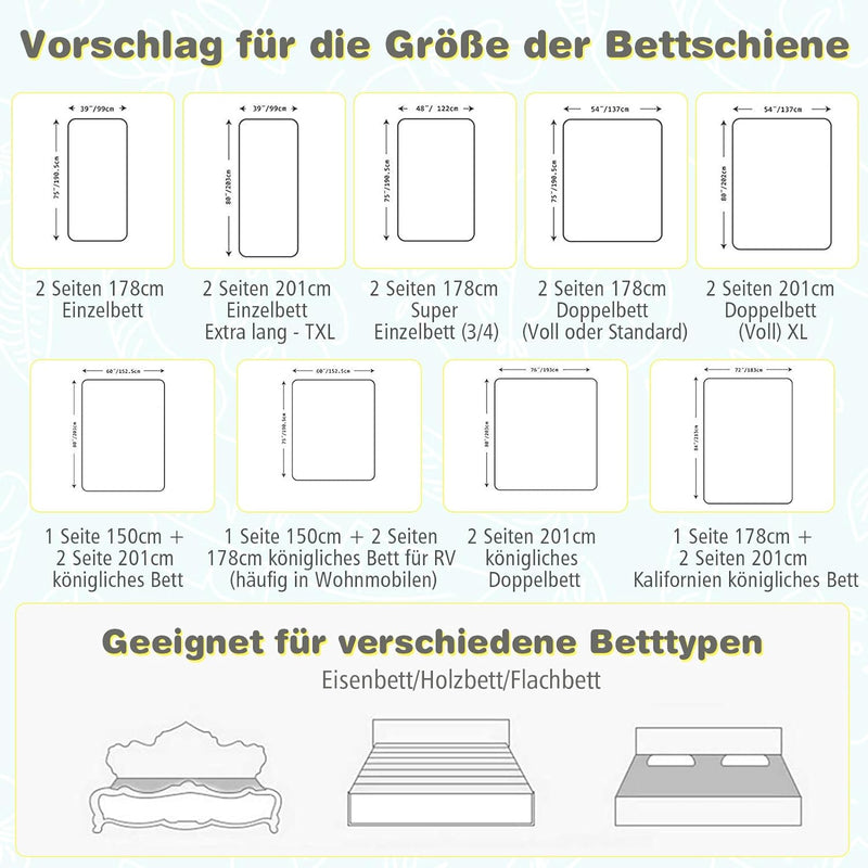 COSTWAY Bettgitter 175 cm, Bettschutzgitter abschliessbar mit 24 einstellbare Höhen & Seitentasche,