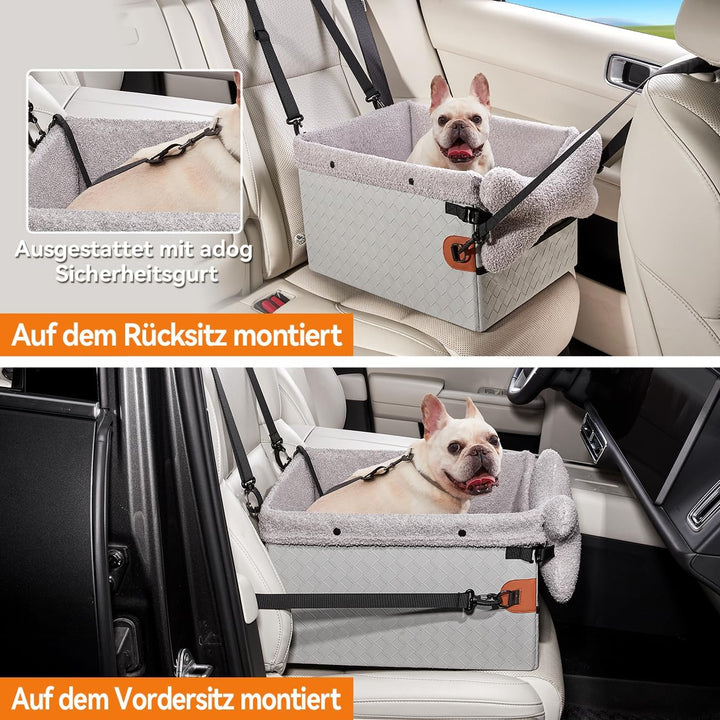Hunde Autositz für kleine bis mittlere Hunde, Waschbarer hundesitz Auto mit Aufbewahrungstaschen,Ans
