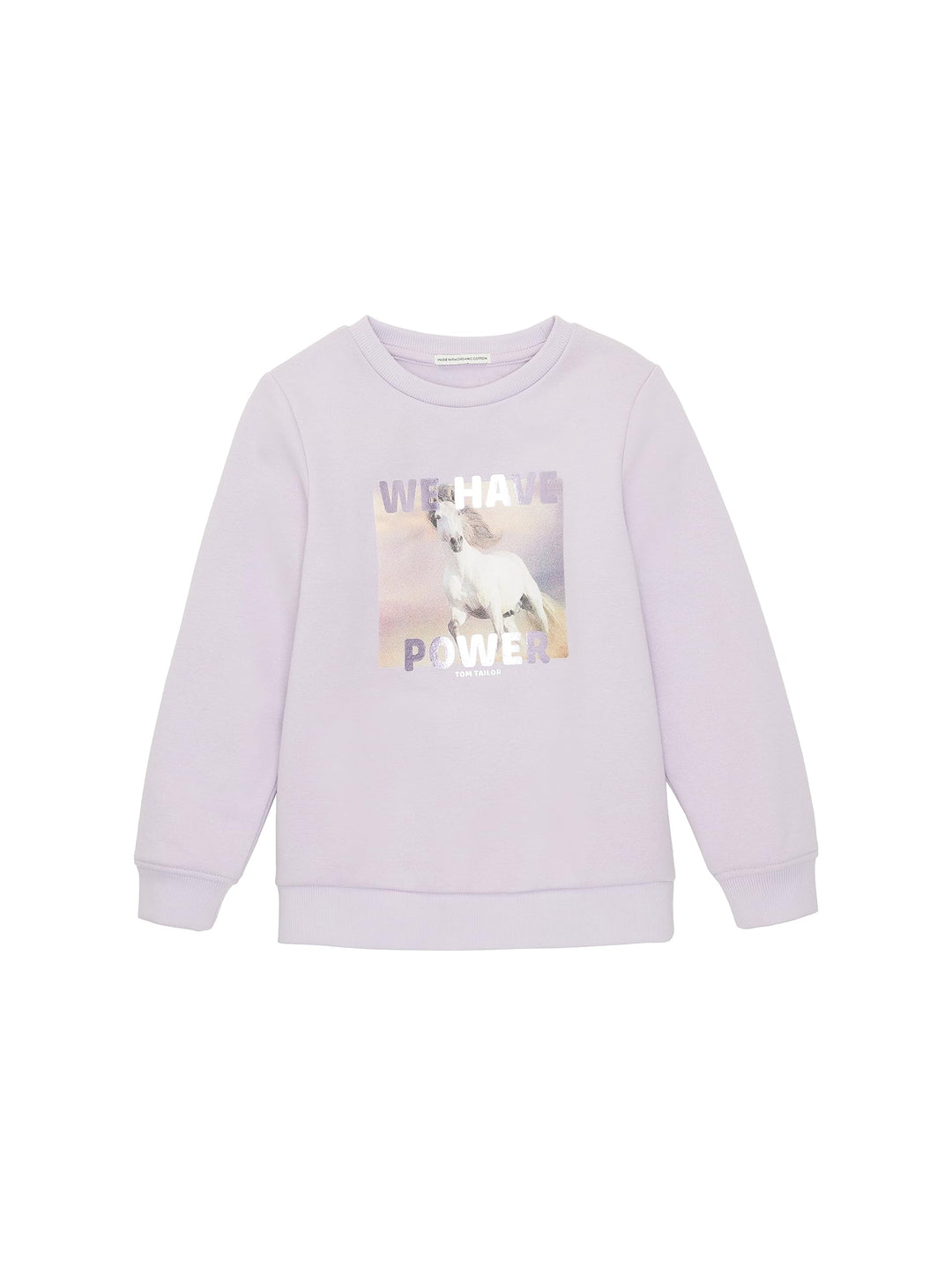 TOM TAILOR Mädchen Sweatshirt mit Pferde-Print 104-110 29349 - Lilac Sky, 104-110 29349 - Lilac Sky