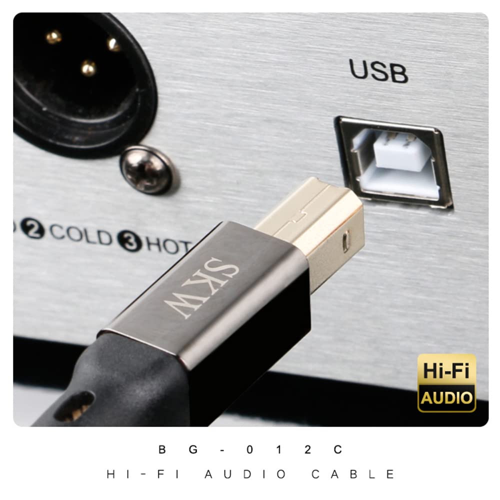 SKW USB Typ C auf USB B-Kabel 2M, Nylon Druckerkabel/Scannerkabel Kompatibel mit MacBook,Soundkarte,