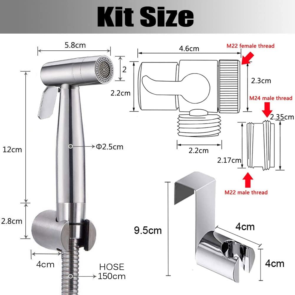 Handbrause, handgehaltenes Bidet-Toilettensprühgerät mit Dual-Modus (Jet/Stream) - mit Wasserhahnspe