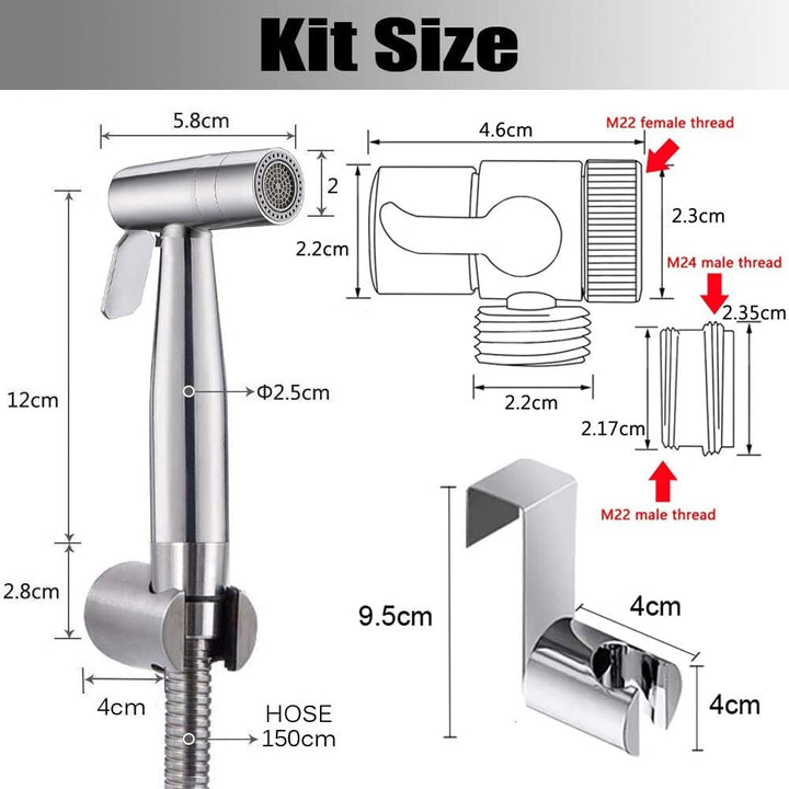 Handbrause, handgehaltenes Bidet-Toilettensprühgerät mit Dual-Modus (Jet/Stream) - mit Wasserhahnspe