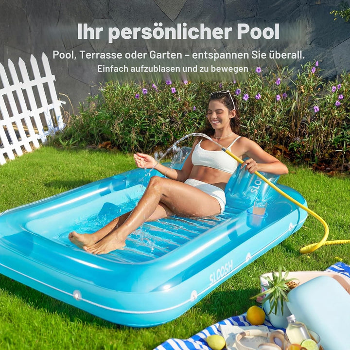 Sloosh 70" x 46"/1.78m*1.16m aufblasbarer Sonnenpool, Luftmatratzte Pool, Sonnenbad mit abnehmbarem