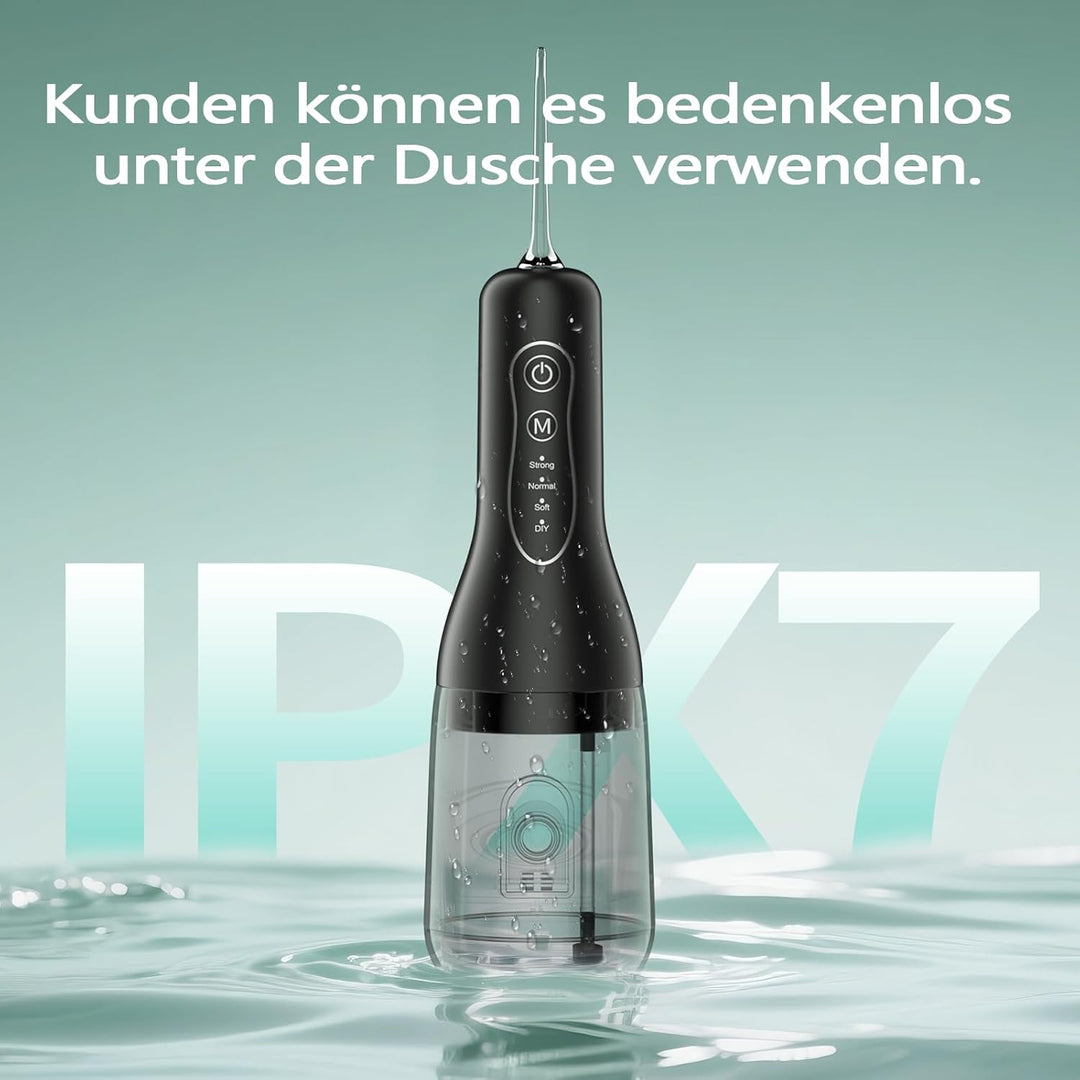 OasiSmile Munddusche Elektrische Kabellos Testsieger 2026: 300ml Wassertank, 4 Modi & 5 Düsen, 40 Ta