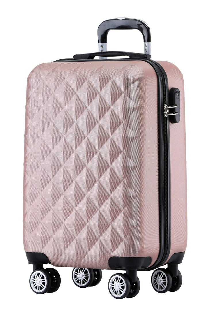 BEIBYE Zwillingsrollen 2066 Hartschale Trolley Koffer Reisekoffer Handgepäck Boardcase M (Rosa Gold,