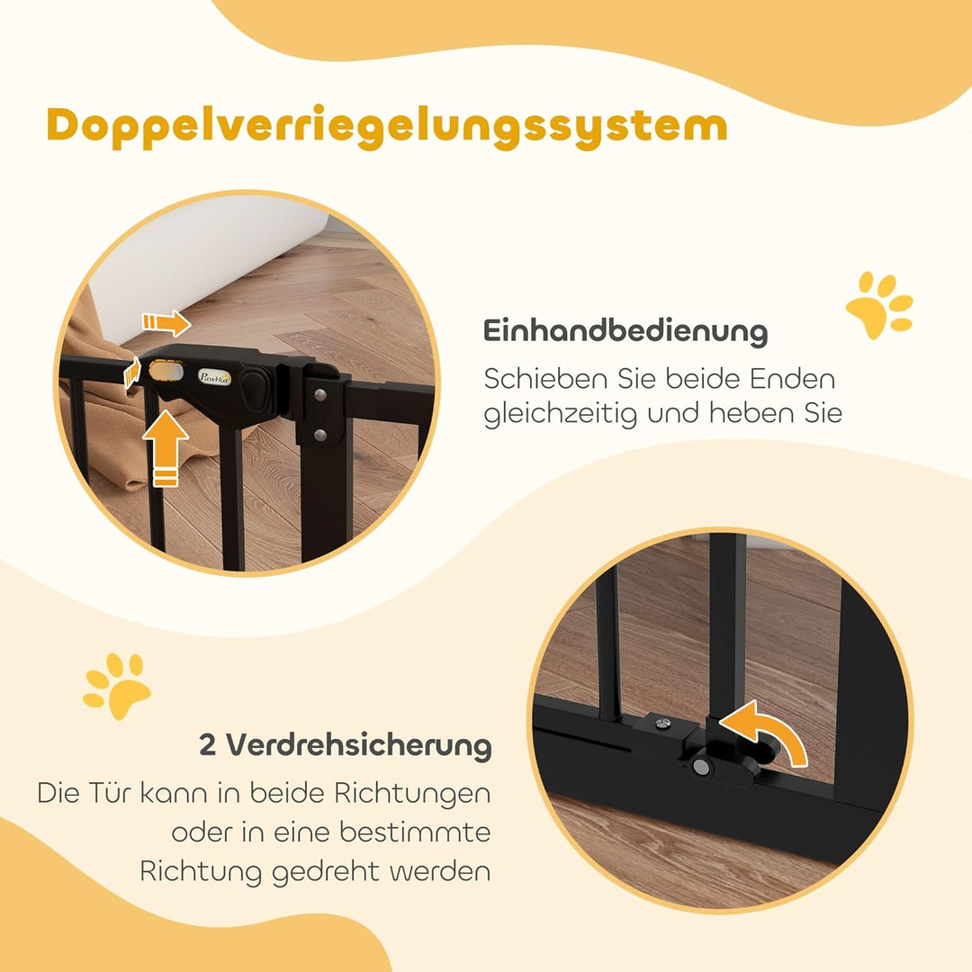PawHut Türschutzgitter Hunde, Absperrgitter, 74-147,5 cm, Treppenschutzgitter für Haustier, Hundegit
