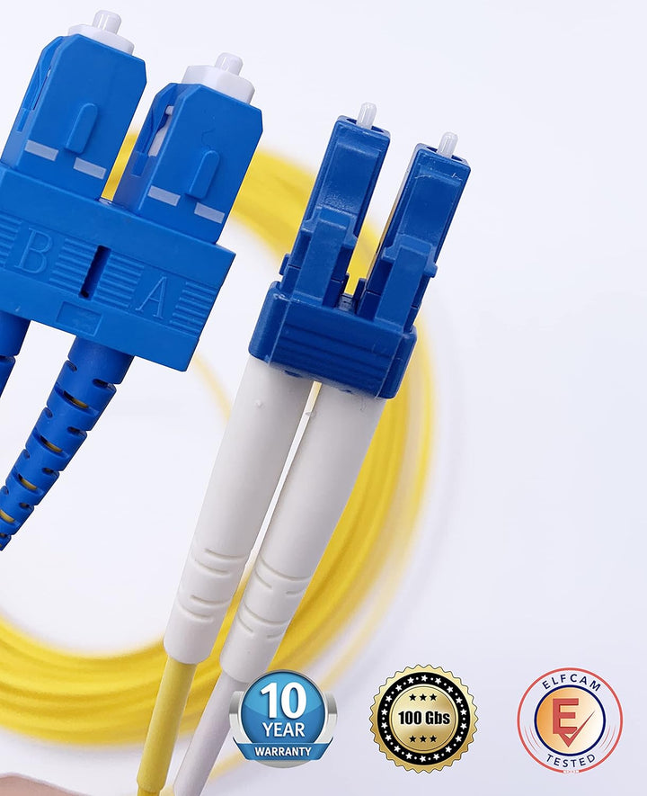 Elfcam® - 50m Glasfaserkabel SC/UPC auf LC/UPC OS2 Duplex-Monomode 9/125μm LSZH (50 m, 1 Stück)