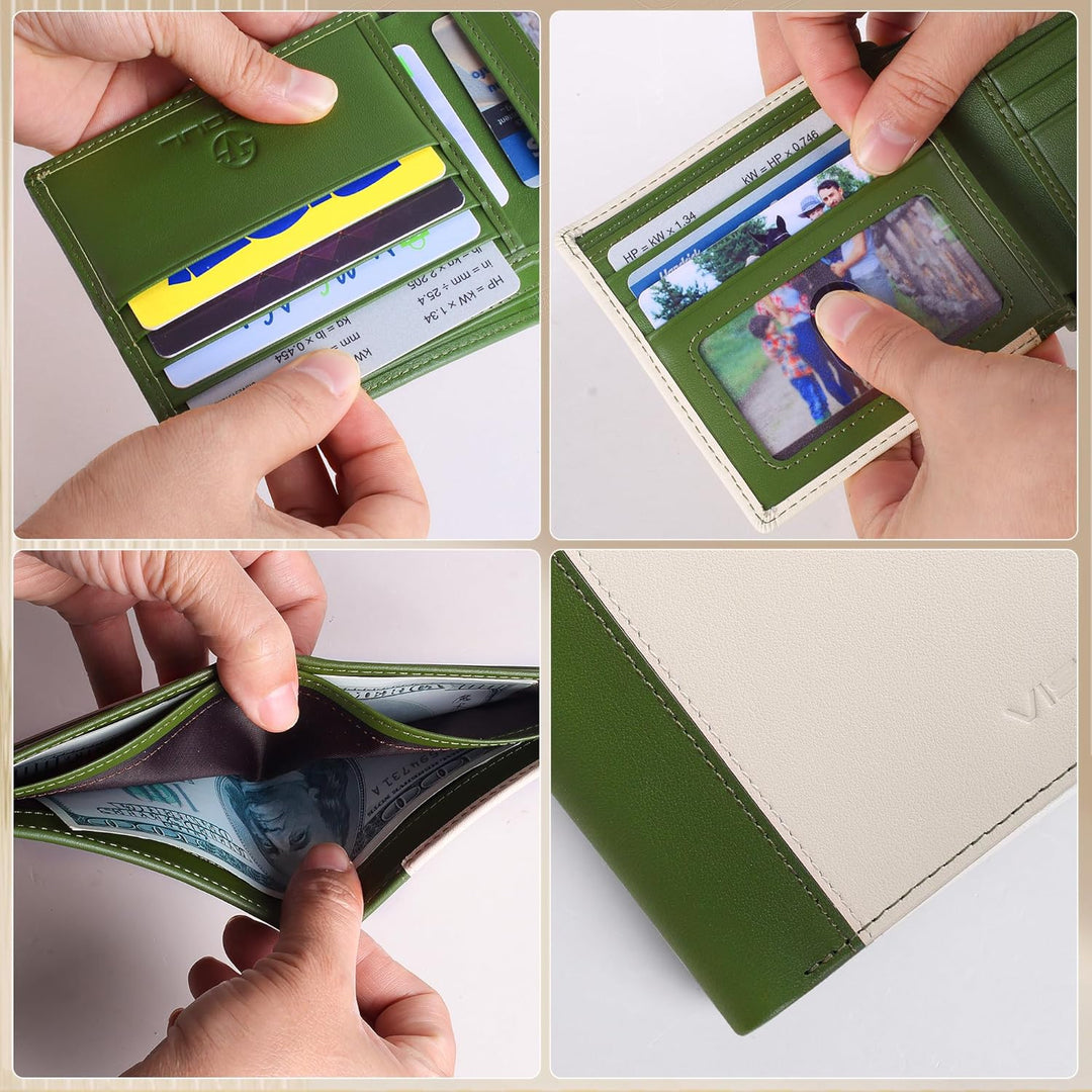 VISOUL Echt Leder Geldbörse Herren mit RFID Schutz Portemonnaie Gross mit Münzfach 8 Fächer Echtlede