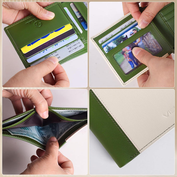 VISOUL Echt Leder Geldbörse Herren mit RFID Schutz Portemonnaie Gross mit Münzfach 8 Fächer Echtlede