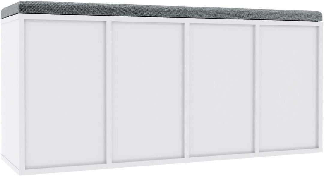 SONNI Schuhschrank mit Sitzbank, Schuhregal Weiss Holz, mit verstelbaren Einlegeböden, mit Stauraum