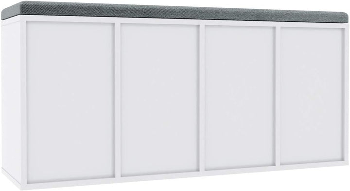 SONNI Schuhschrank mit Sitzbank, Schuhregal Weiss Holz, mit verstelbaren Einlegeböden, mit Stauraum