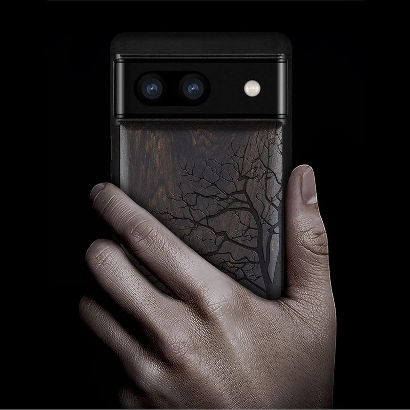 Carveit Hülle für Pixel 6a Case [Holz und TPU Silikon Hybrid Handyhülle] Stossfeste Stossstange hand