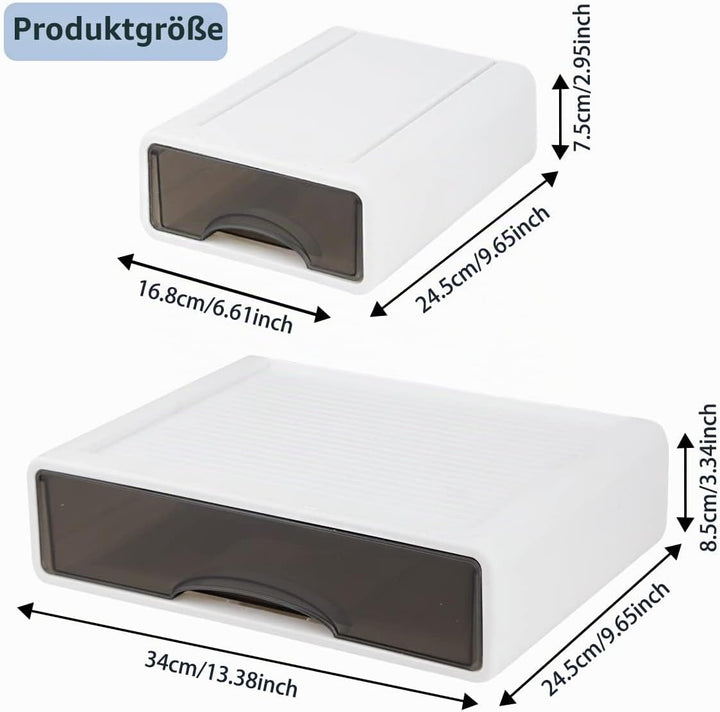 3Pcs Schreibtisch Organizer Schubladen, Stapelbare Desktop Aufbewahrungsbox mit 3 Schubladen, Büro S
