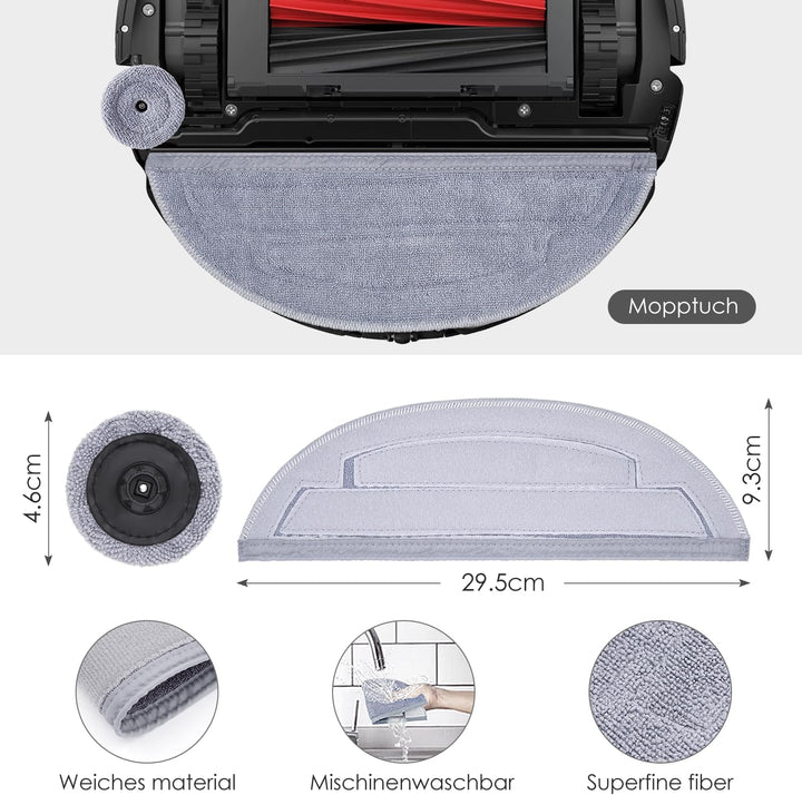 Zubehörset für Roborock S8 Maxv Ultra, oGoDeal 6*Staubbeutel 2*Main Rollbürste 4*Seitenbürsten 2*Fil