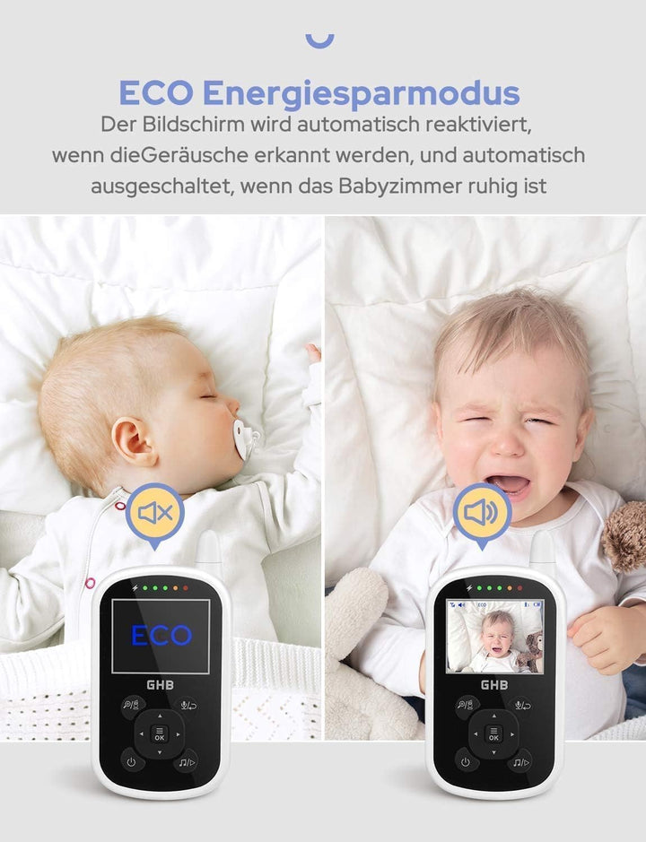 GHB Babyphone mit Kamera Baby Monitor mit ECO Modus Gegensprechen Gegensprechen Lange Akkulaufzeit N
