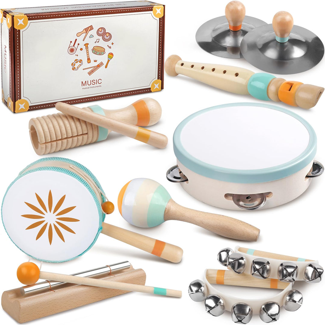 Baby-Musikinstrumente – Montessori-Musikspielzeug für Kleinkinder, Schlaginstrumentenset aus Holz, M