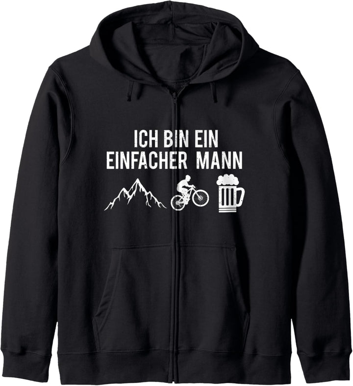 Ich Bin Ein Einfacher Mann Berge Mountainbike Radfahrer Bier Kapuzenjacke