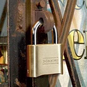 Master Lock 175EURDLH Zertifiziertes Zahlenschloss mit massivem Gehäuse und Langem Bügel, Gold, 10,7