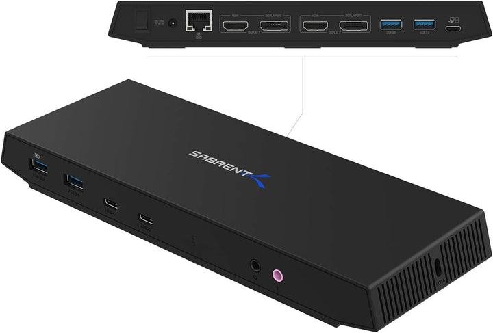 SABRENT USB C Dockingstation mit netzteil, 2 HDMI + 2 DP, 5K / 4K@60Hz, PD 60W, RJ45 Ethernet, USB P