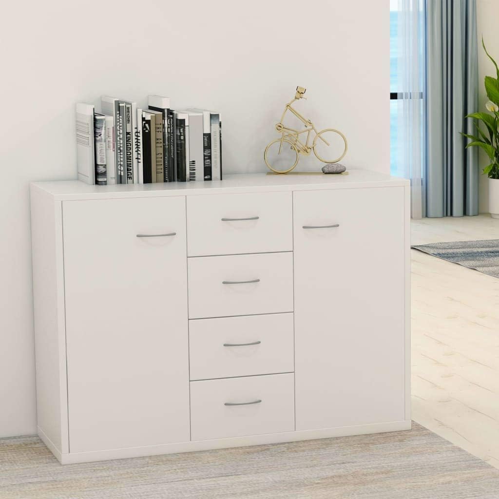 vidaXL Sideboard, Kommode mit viel Stauraum, Schrank mit 4 Schubladen 2 Türen, Mehrzweckschrank Anri