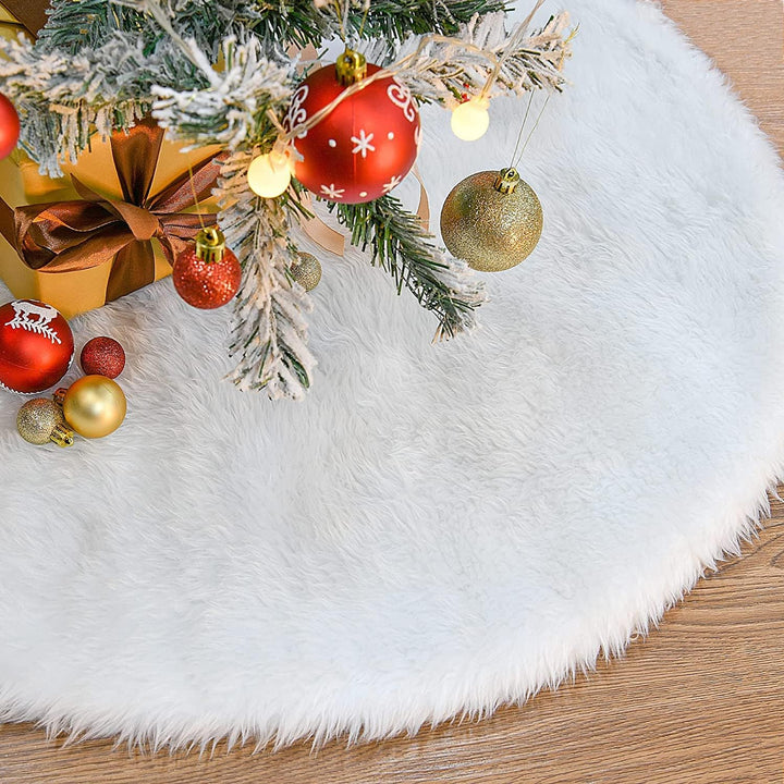KAHEIGN 78CM Weihnachtsbaum Decke Weiss Weihnachtsbaum Rock, Runde Form Christbaumständer Schneefloc