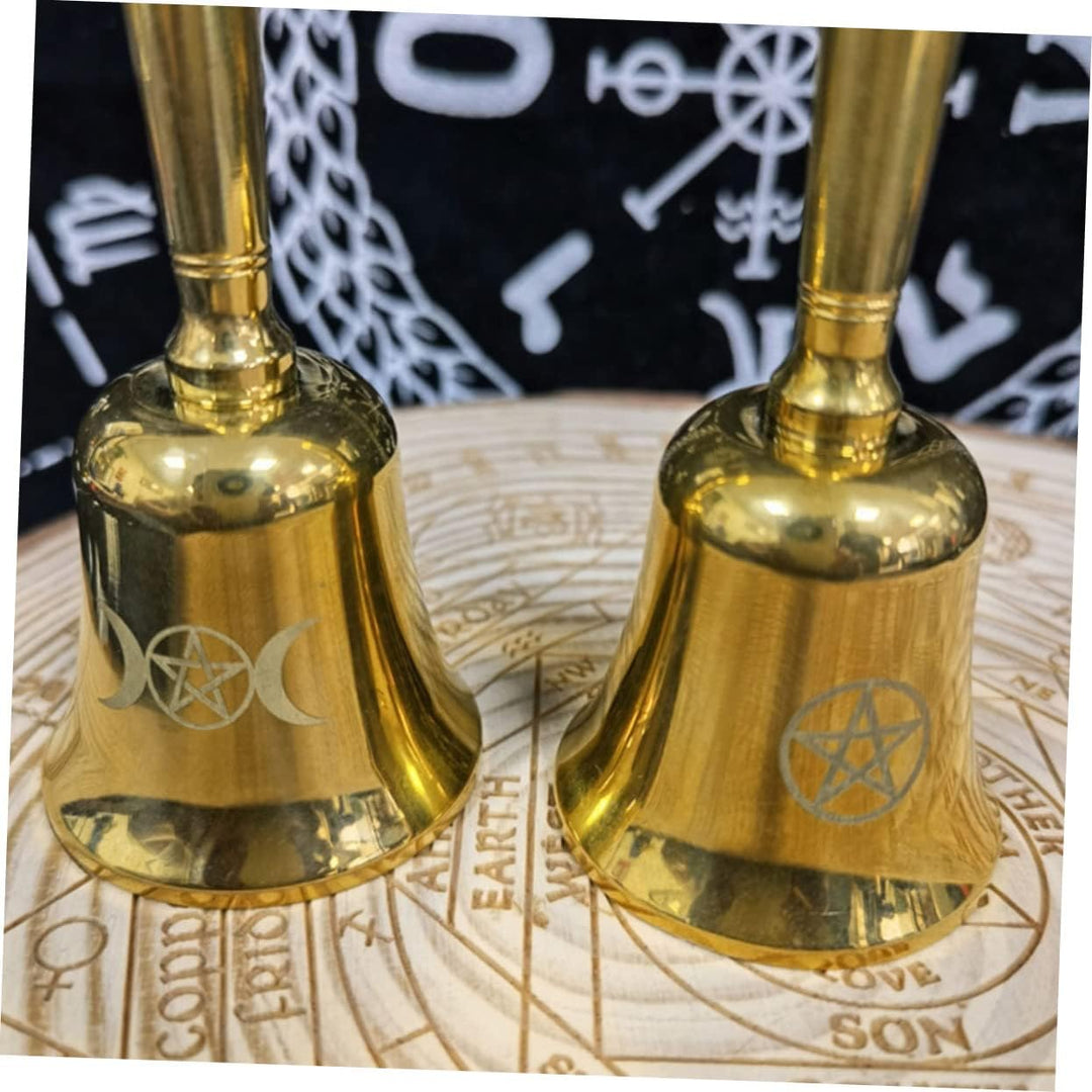 MAGICLULU Kleine Altarglocke Handklingel Mit Pentagramm-Muster Messdienerglocke Hochzeitsdekoration