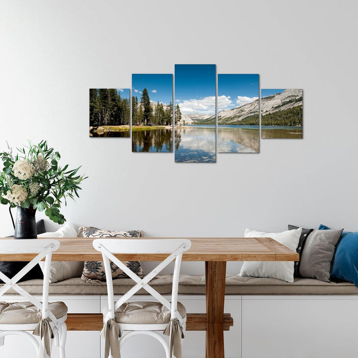 Runa Art Wandbilder Landschaft Berge 5 Teilig Bild auf Vlies Leinwand Deko Schlafzimmer Wohnzimmer N