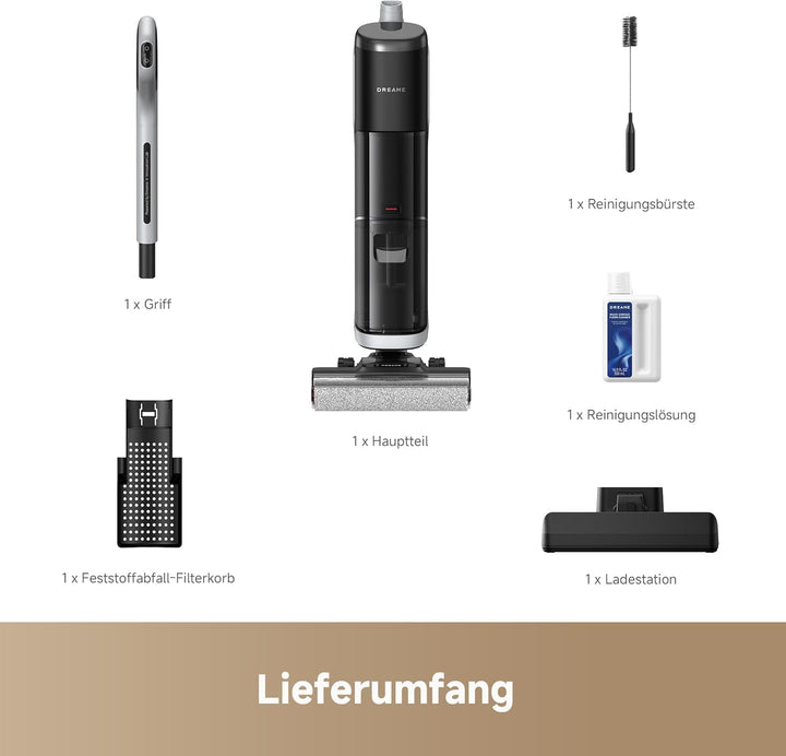 dreame H14 AE Nass- und Trockensauger, 18.000 Pa, Frischwasserrein., flach, Doppelkantenbür., 0 Vehe