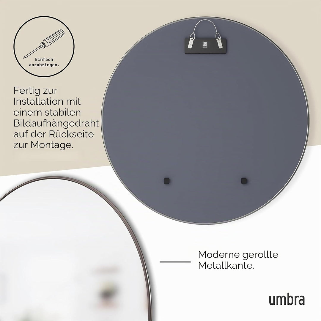 Umbra Hubba Wandspiegel - Runder Spiegel und Wanddeko für Diele, Badezimmer, Wohnzimmer und Mehr, 86
