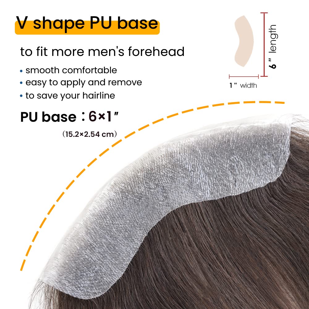 Lordhair Toupet Herren - Europäisches Echthaar Toupet, V-LOOP Skin Toupet für Männer, Toupet Echthaa