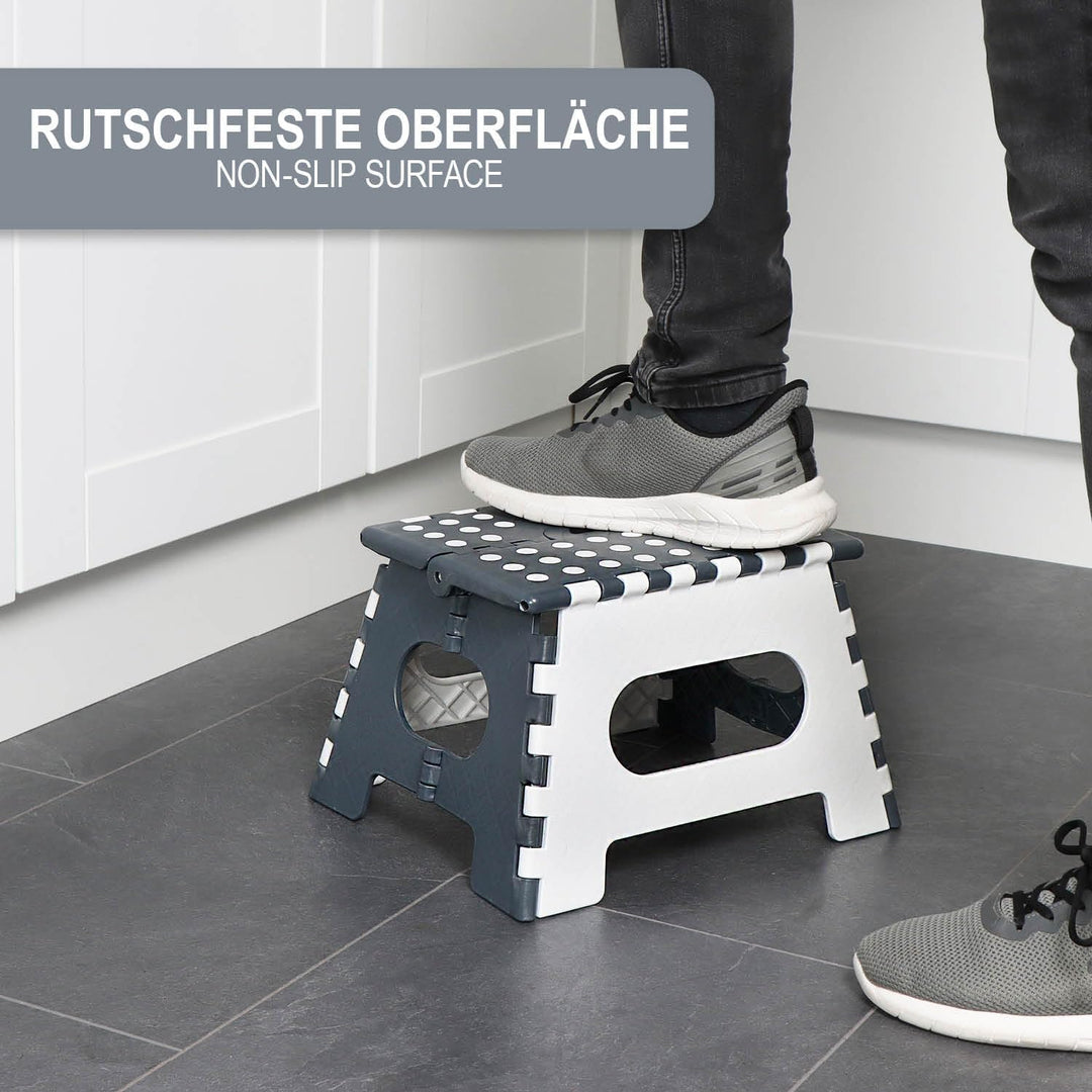 com-four® Klapptritt mit Gumminoppen - Rutschfester Klapphocker - Faltbarer Tritthocker - tragbare A