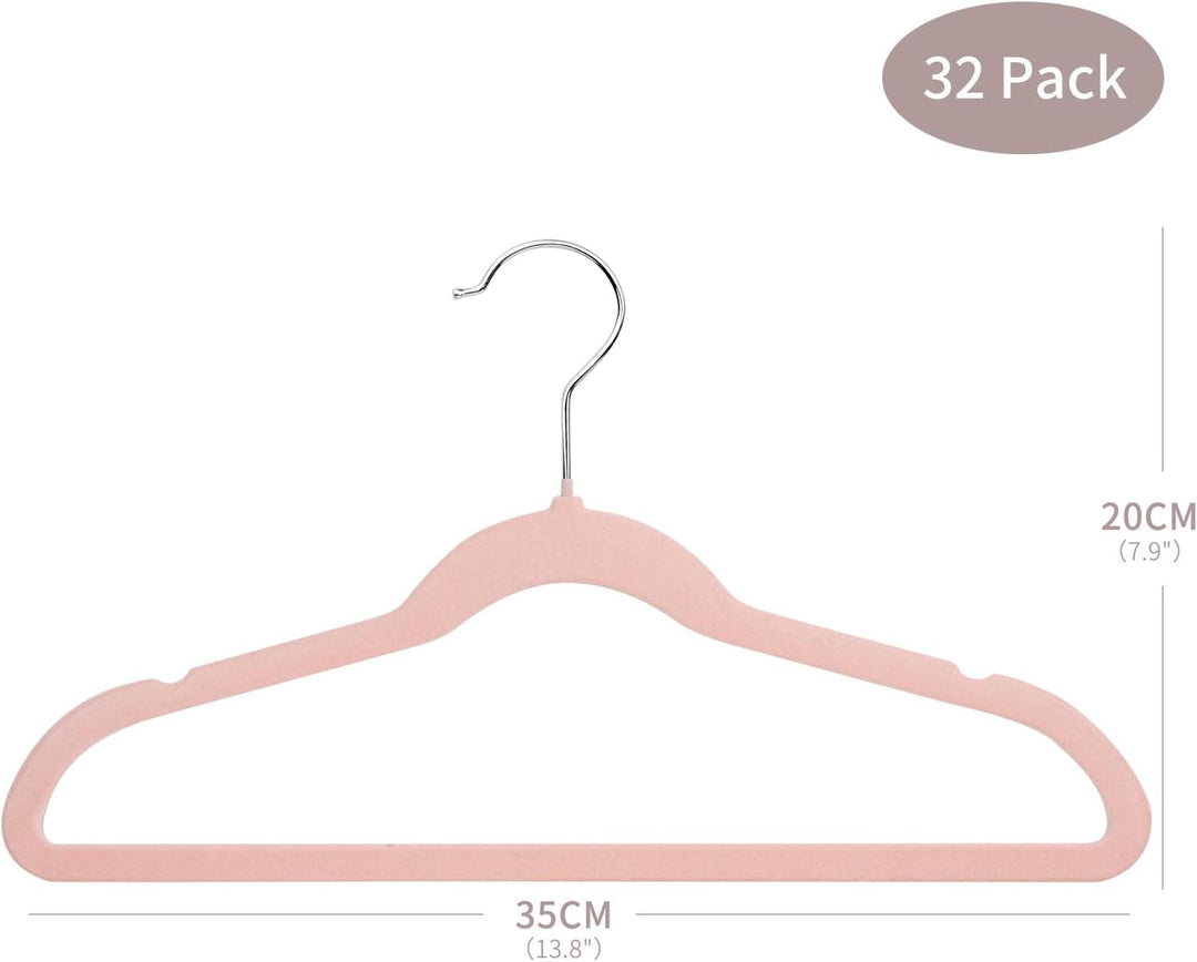 ManGotree 35cm Kinder Samt Kleiderbügel, Ultradünne Kinderkleiderbügel mit 360° Drehbarem Haken, rut